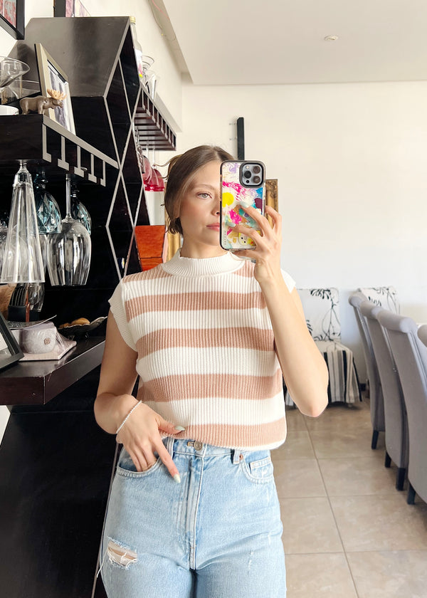 Chaleco Cropped Rayado